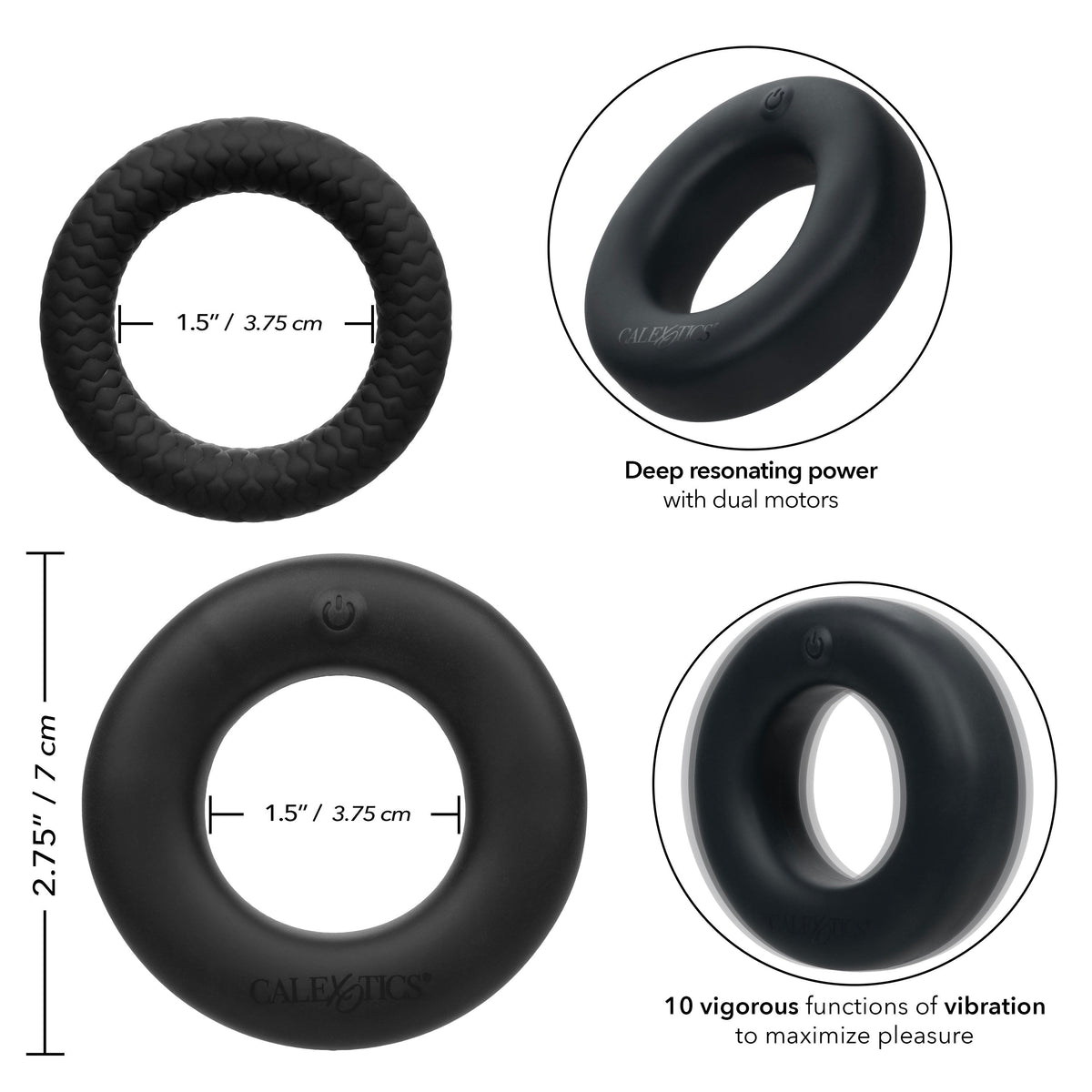 Link Up Optimum Black Dual-Density Silicone Vibrating Enhancer and Ultra-Soft Textured Support Ring > Cock Ring > Vibrating - Tophatter Daily Deals