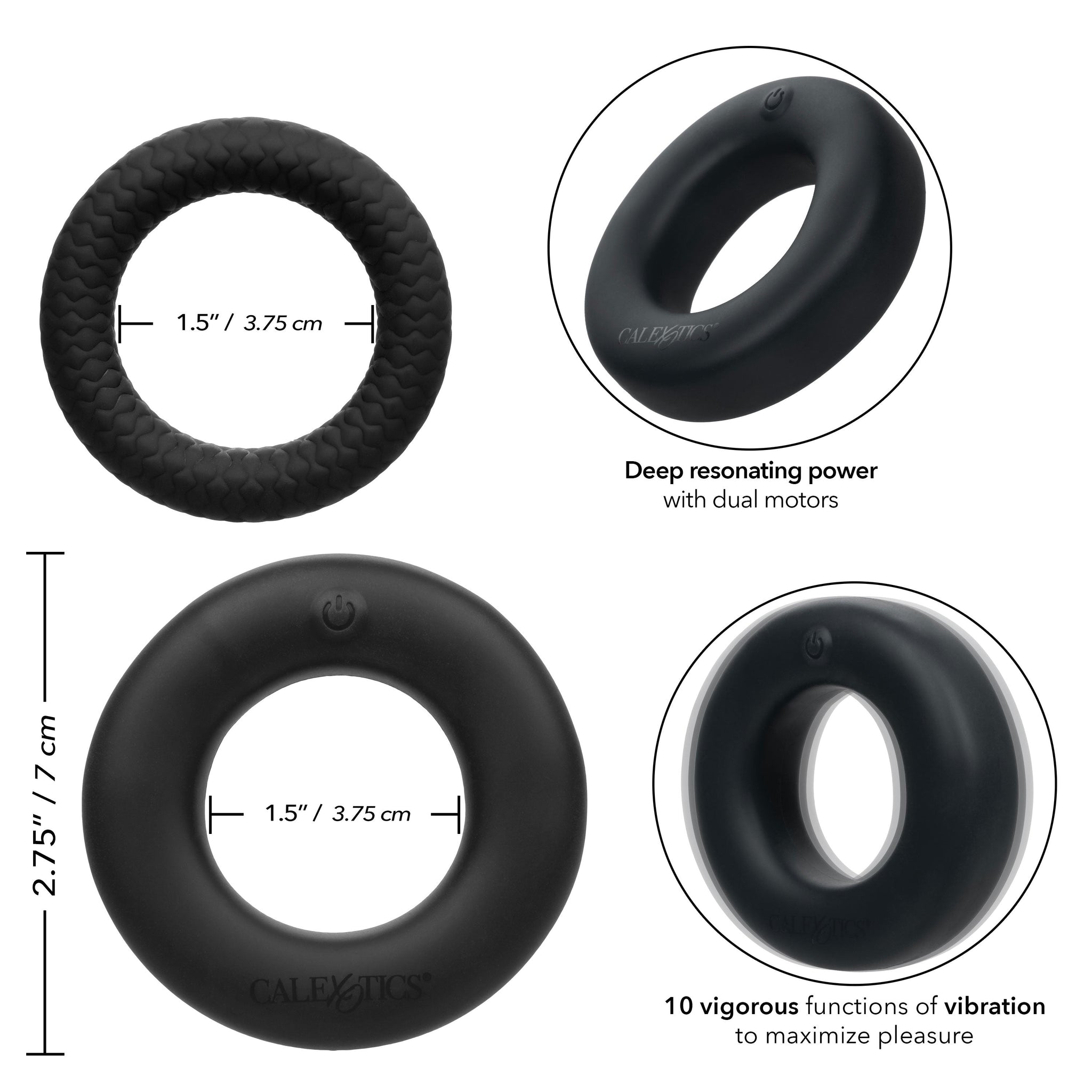 Link Up Optimum Black Dual-Density Silicone Vibrating Enhancer and Ultra-Soft Textured Support Ring > Cock Ring > Vibrating - Tophatter Daily Deals