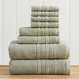 100% Cotton Checkered Jacquard Bath Towel Set - Giuliana Collection 8 Piece Set Eucalyptus Bath - Tophatter Daily Deals
