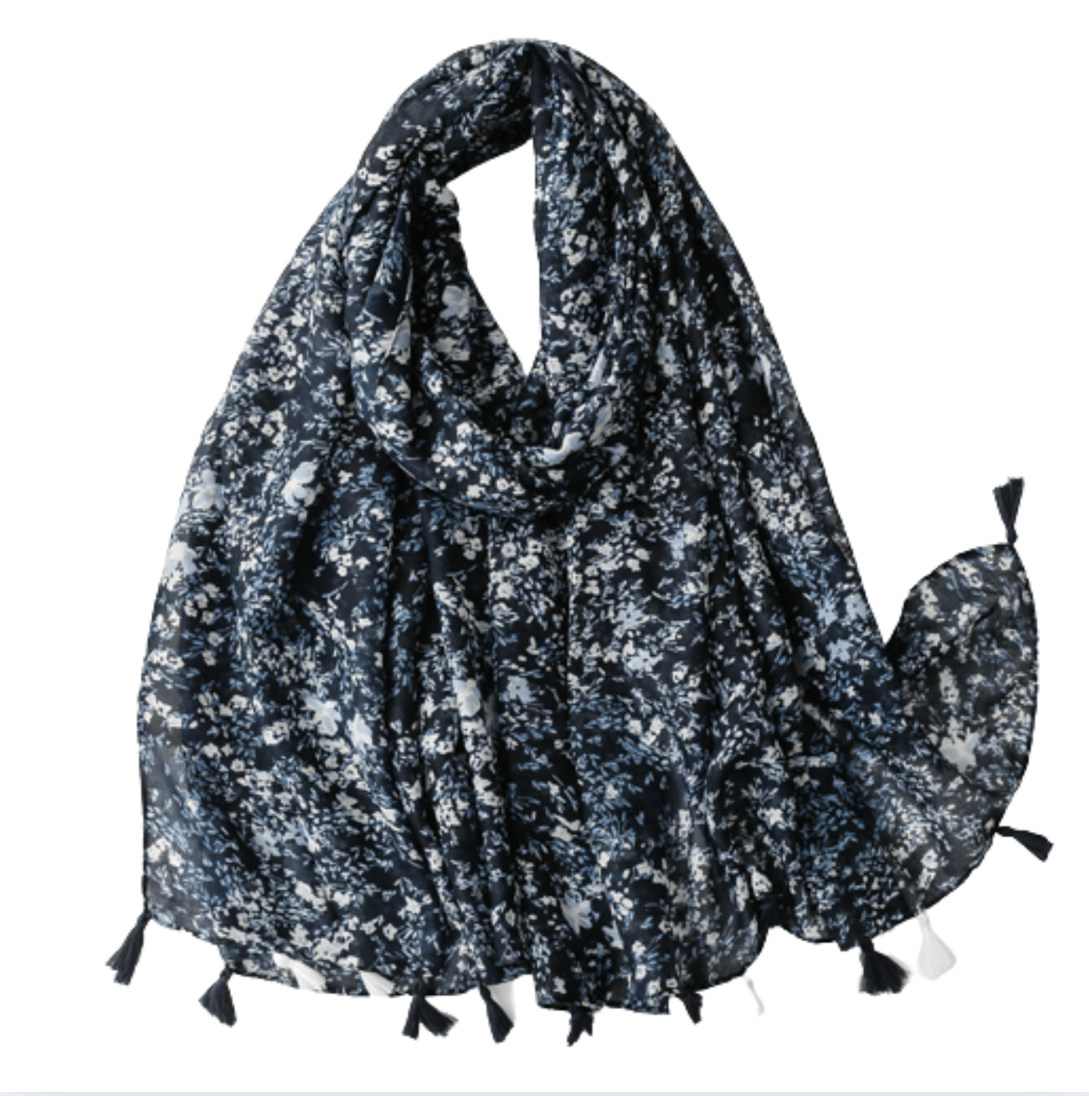 Navy Mini Flower Scarf Multi Scarves - Tophatter Daily Deals