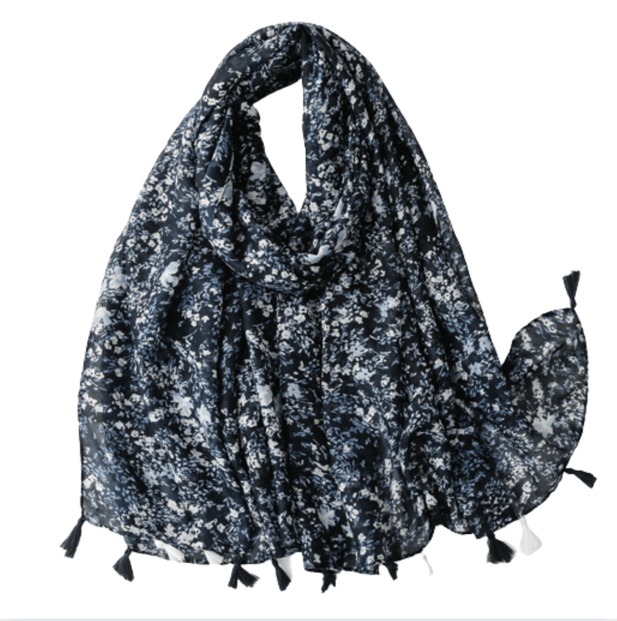 Navy Mini Flower Scarf Multi Scarves - Tophatter Daily Deals