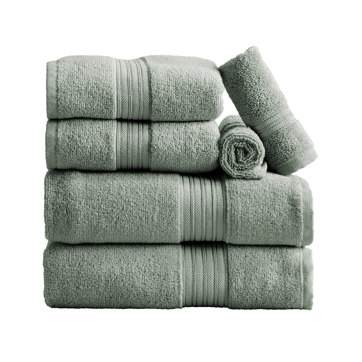 Cotton Terry Bath Towel Set - Cooper Collection 6 Piece Set Eucalyptus Bath - Tophatter Daily Deals