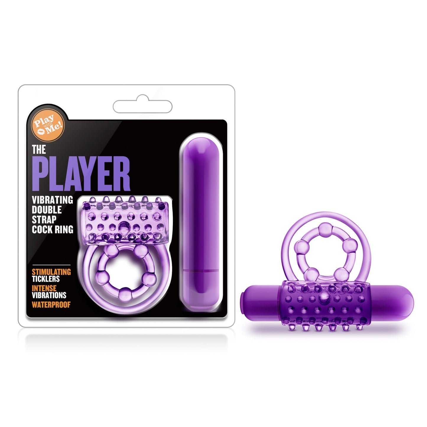Play With Me The Player Vibrating Double Strap Cock Ring in Purple > Cock Ring > Vibrating - Tophatter Daily Deals