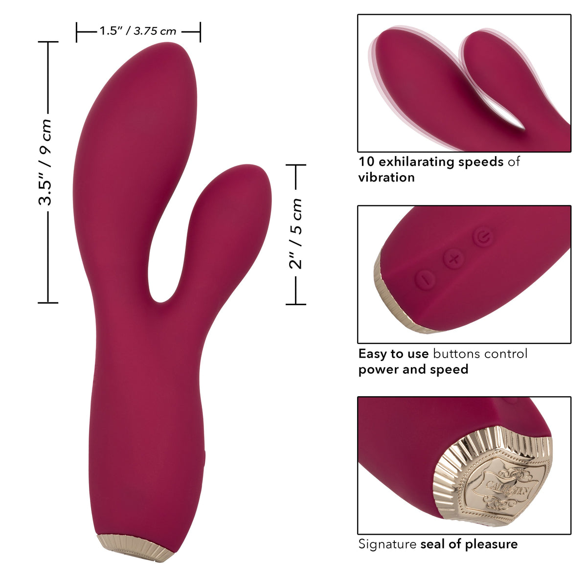 Uncorked Cabernet Dual Massager in Deep Wine Red with 10 Speeds and Silicone Vibrator > Vibrators > Ladies > Rabbit - Tophatter Daily Deals