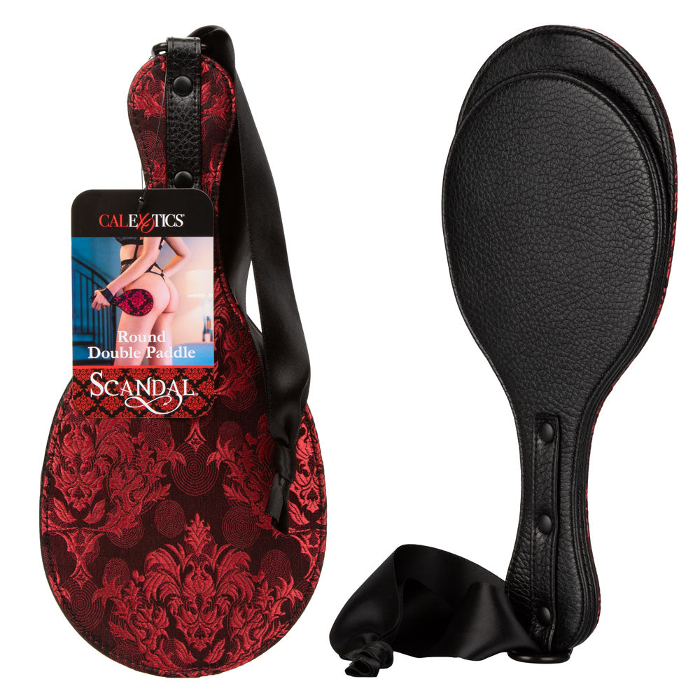 Scandal Round Double Paddle Red and Black Plush Dual Layer Paddle > Bondage Gear > Paddles - Tophatter Daily Deals