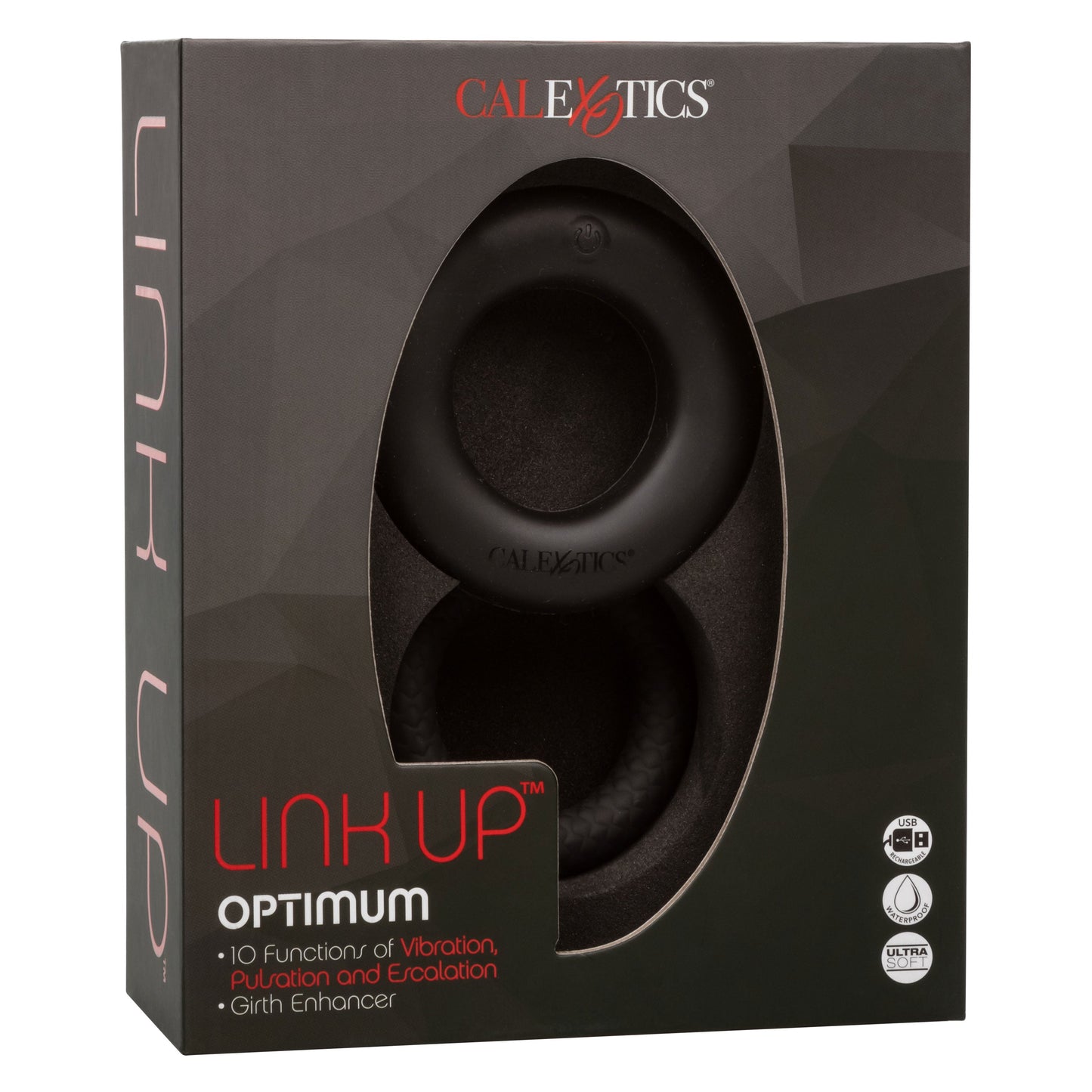 Link Up Optimum Black Dual-Density Silicone Vibrating Enhancer and Ultra-Soft Textured Support Ring > Cock Ring > Vibrating - Tophatter Daily Deals