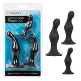 Silicone Anal Ripple Kit Set of 3 Black Graduated Curved Anal Plugs with Suction Cup Base > Anal Range > Butt Plug Kits - Tophatter Daily Deals
