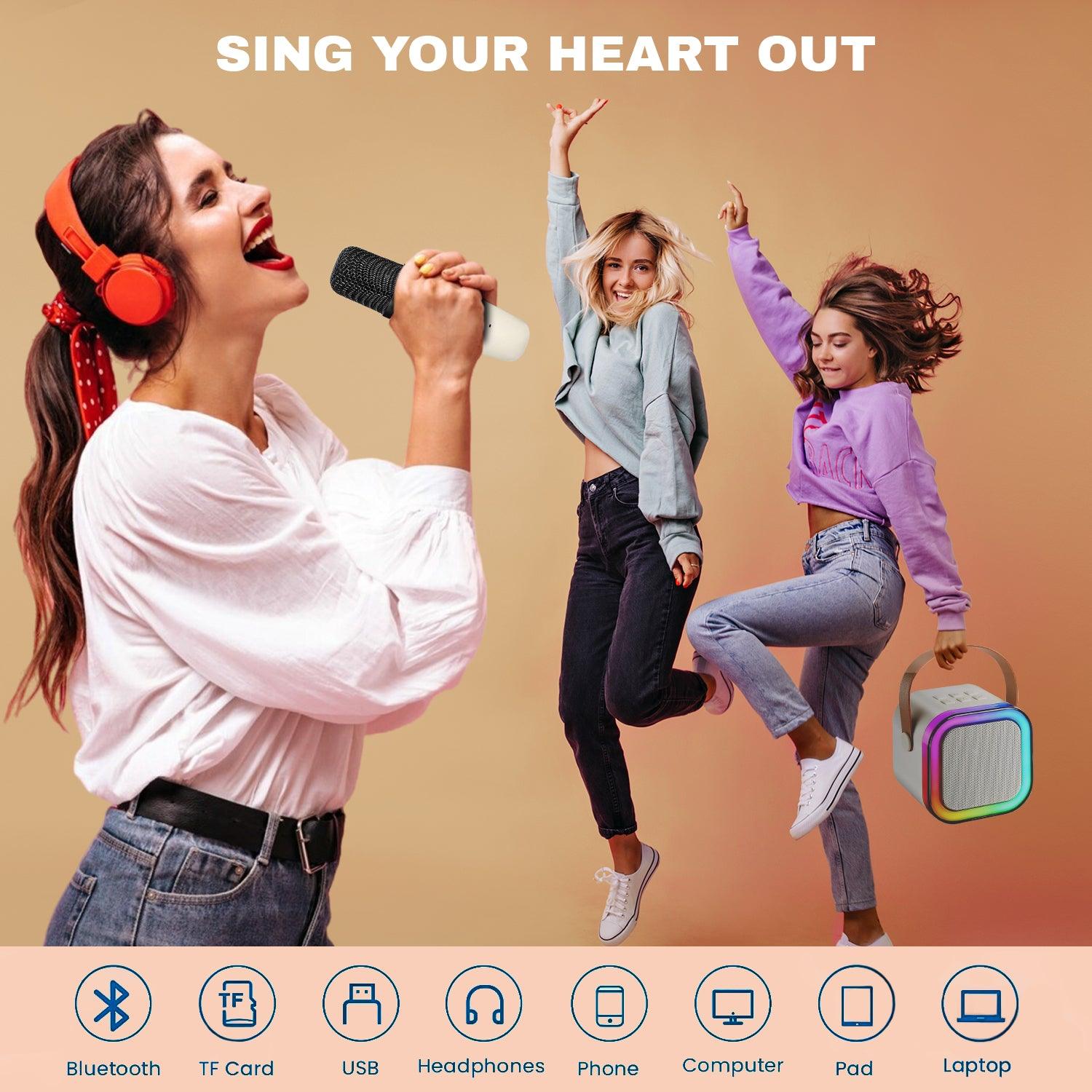 Karaoke Machine With Wireless Mic - Mini Karaoke Machine With 2 Wireless Microphones Speaker For Kids Adults Gifts Pink Sports Toys - Tophatter Daily Deals