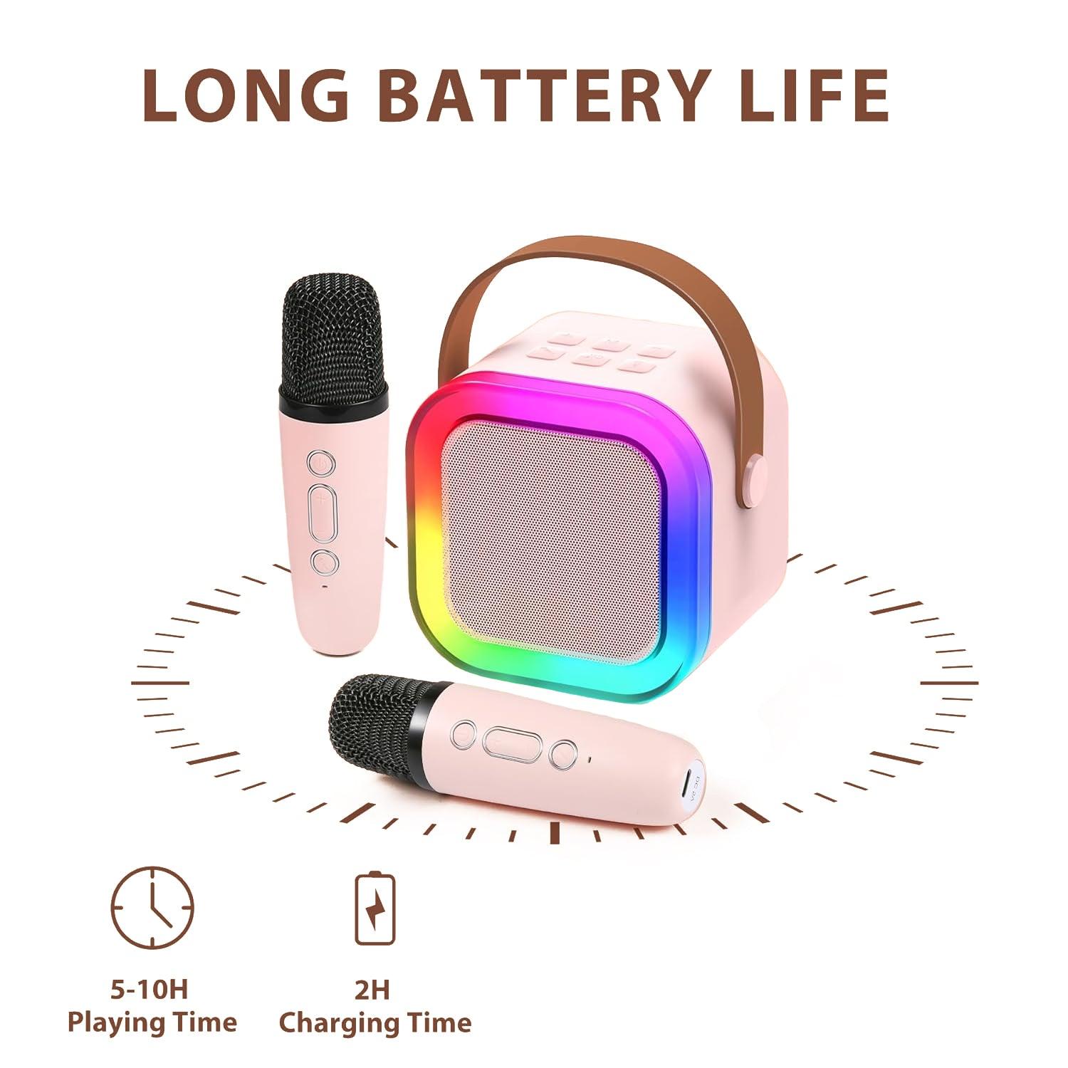 Karaoke Machine With Wireless Mic - Mini Karaoke Machine With 2 Wireless Microphones Speaker For Kids Adults Gifts Sports Toys - Tophatter Daily Deals