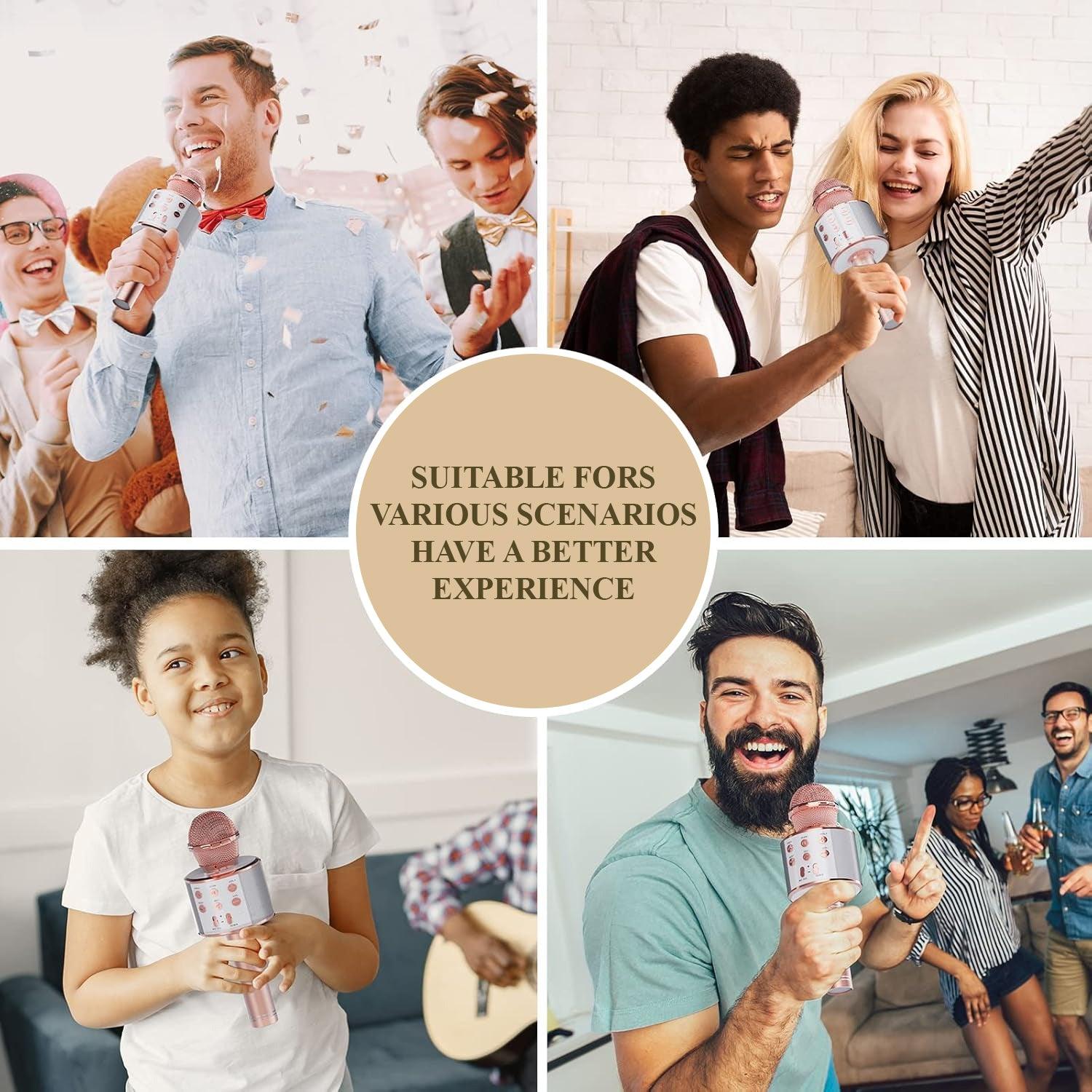 Wireless Microphone with Speaker - Bluetooth Microphone with Flashing Colorful LED Lights | Home KTV Player Support Android & iOS Devices for Party Singing Accessories - Tophatter Daily Deals