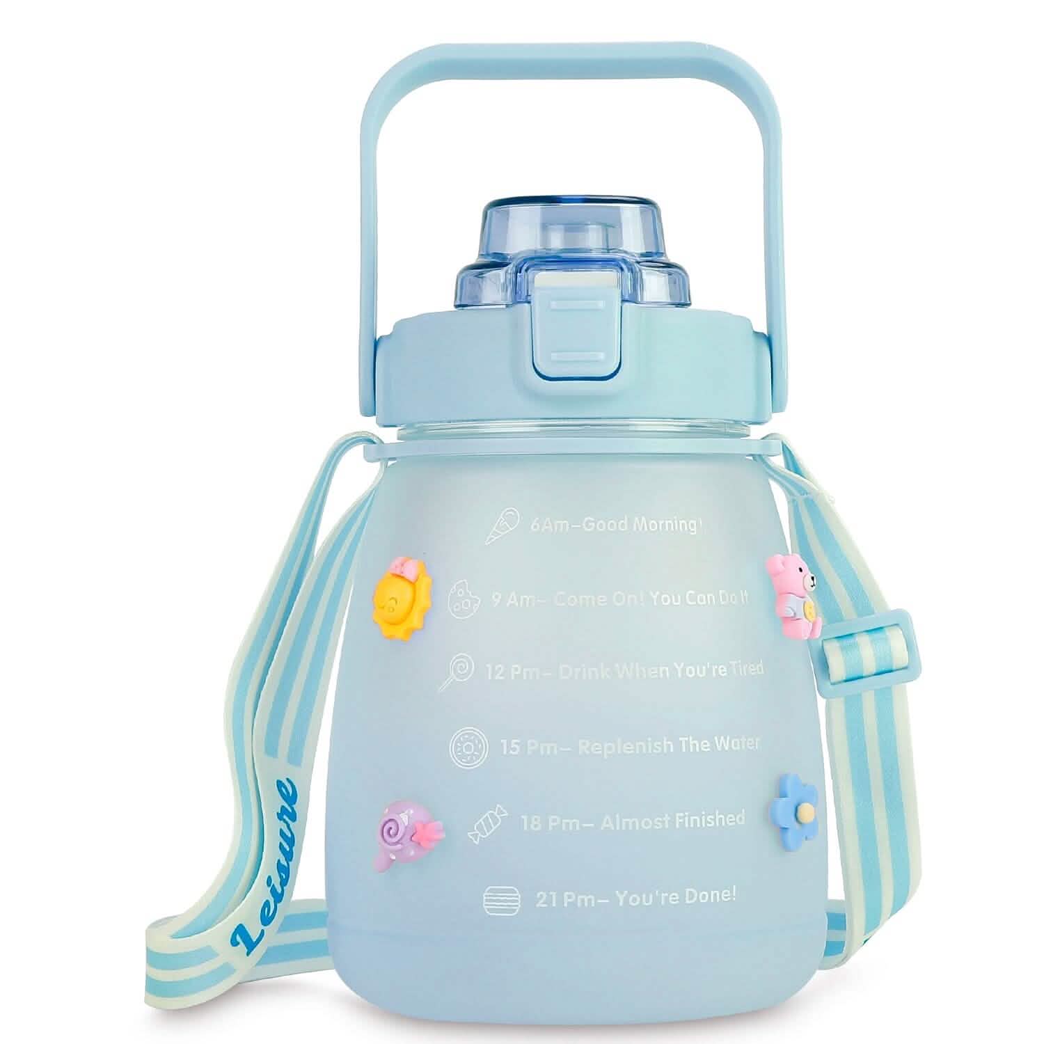 Kawaii Water Bottle with Straw Blue Outdoor Recreation - Tophatter Daily Deals