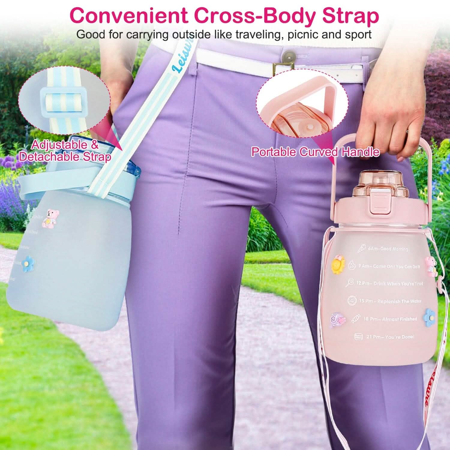 Kawaii Water Bottle with Straw Outdoor Recreation - Tophatter Daily Deals