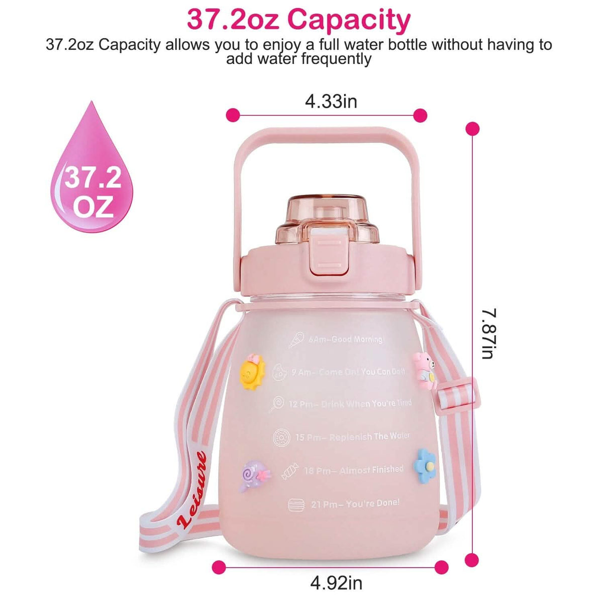 Kawaii Water Bottle with Straw Outdoor Recreation - Tophatter Daily Deals