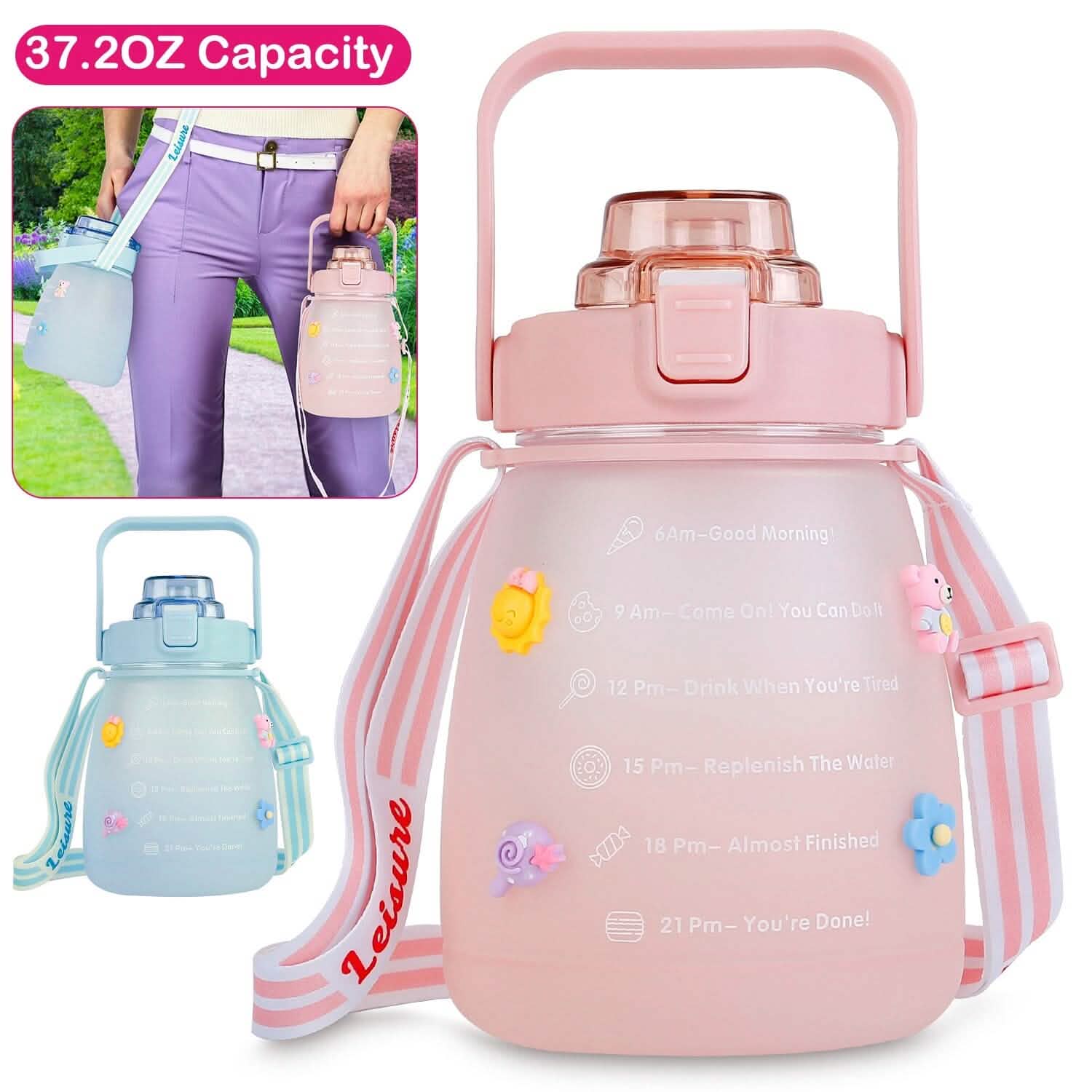 Kawaii Water Bottle with Straw Outdoor Recreation - Tophatter Daily Deals