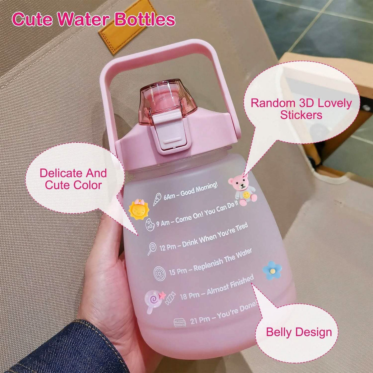 Kawaii Water Bottle with Straw Outdoor Recreation - Tophatter Daily Deals
