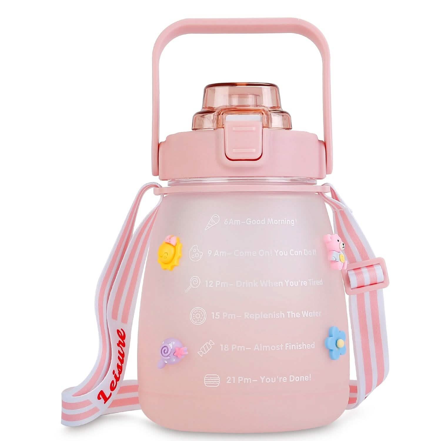 Kawaii Water Bottle with Straw Pink Outdoor Recreation - Tophatter Daily Deals