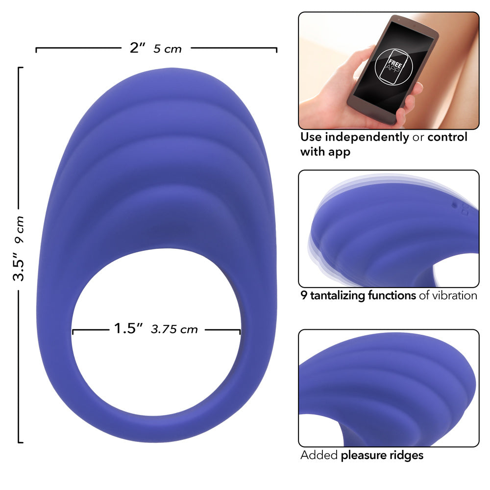 CalExotics Connect Couples Ring Blue Silicone App Controlled Waterproof Size Medium > Sex Toys > Remote Control Toys - Tophatter Daily Deals