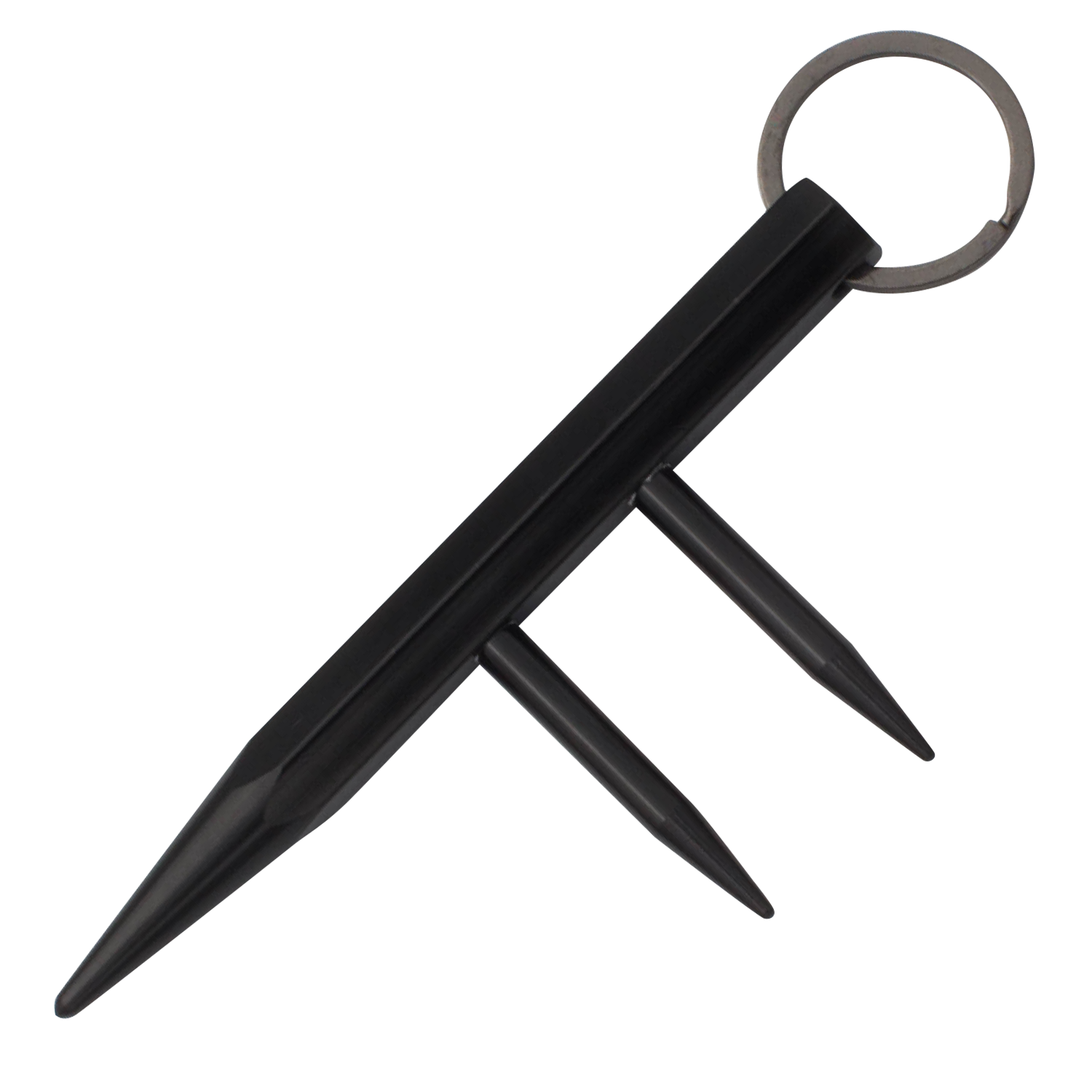 Kubaton Key Ring Black with Finger Spikes 5.5 Inches - Tophatter Daily Deals