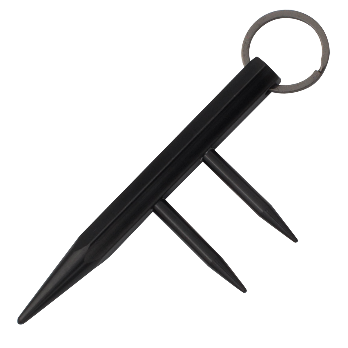 Kubaton Key Ring Black with Finger Spikes 5.5 Inches - Tophatter Daily Deals