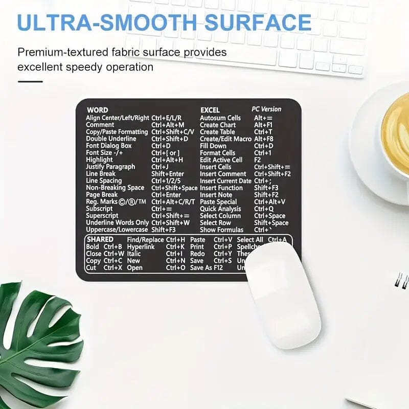 Keyboard Shortcuts Mouse Pad for Microsoft Word and Excel (PC Windows) Mouse Pad - Tophatter Daily Deals