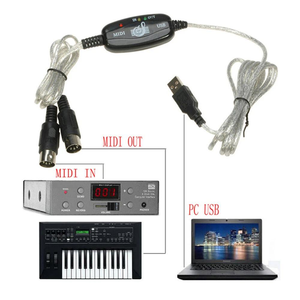 Keyboard to PC Adapter USB In-Out MIDI Interface Music Recording Converter Recording Converter - Tophatter Daily Deals