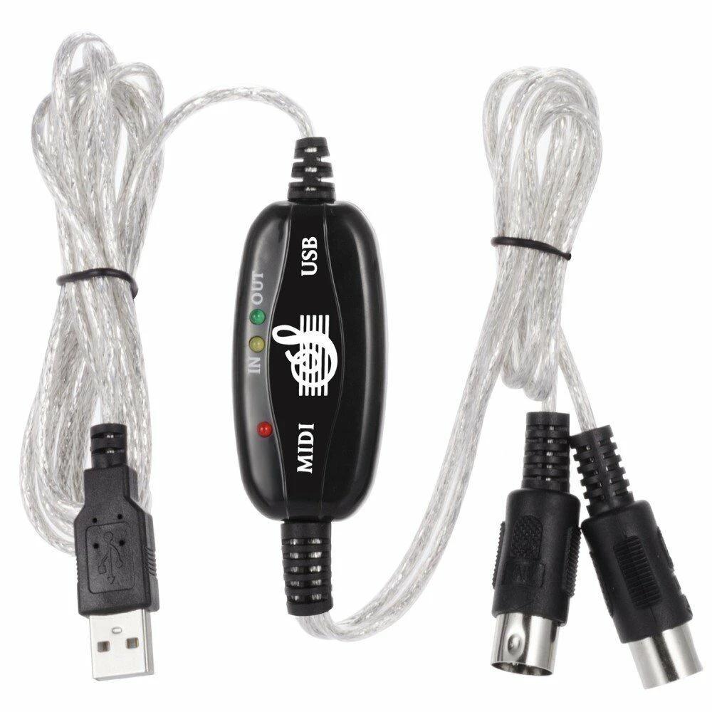 Keyboard to PC Adapter USB In-Out MIDI Interface Music Recording Converter Recording Converter - Tophatter Daily Deals