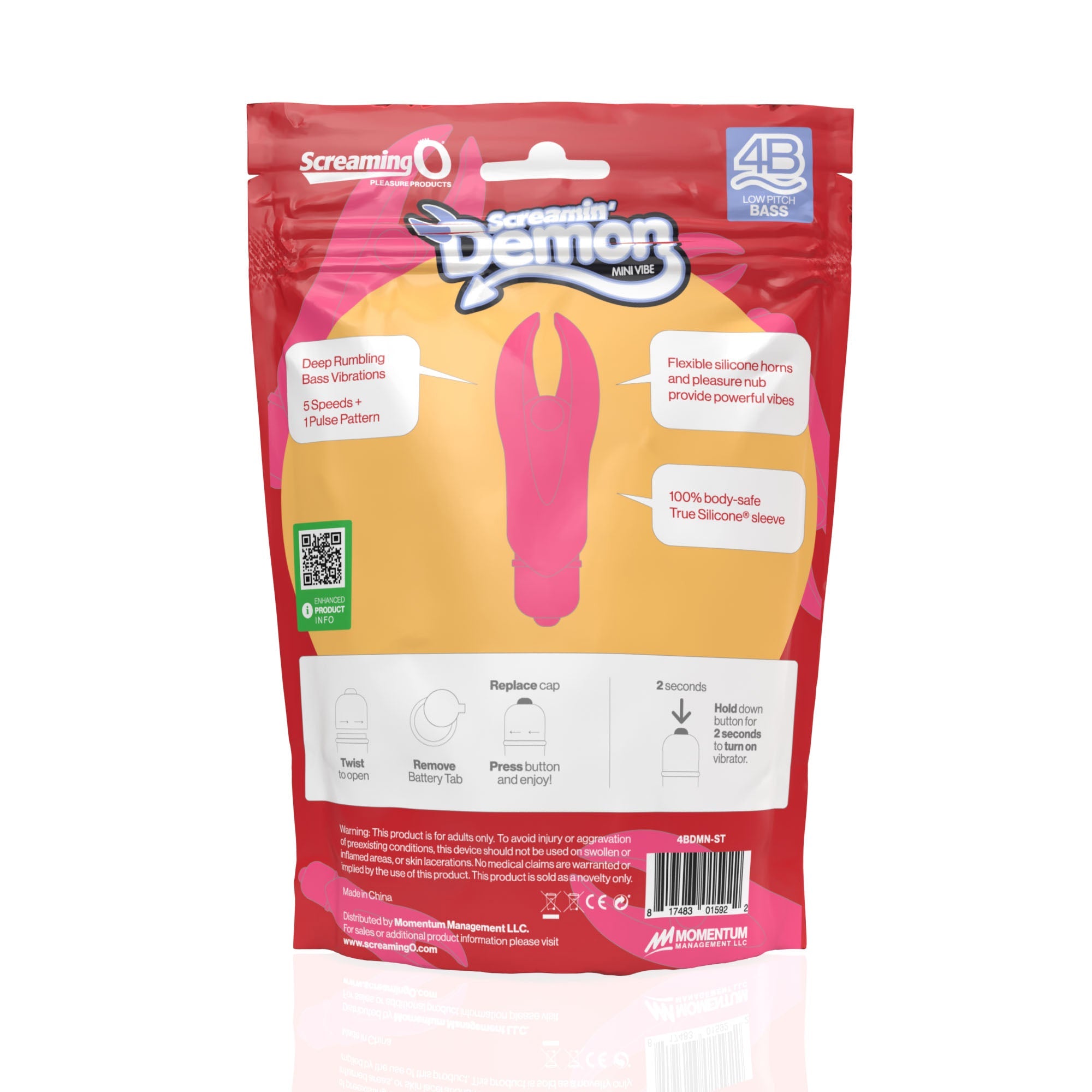 Demon 4B Low Pitch Bass – Deep-Rumbling 5-Speed Vibrator with Silicone Horns > Vibrators > Mini Vibrators - Tophatter Daily Deals