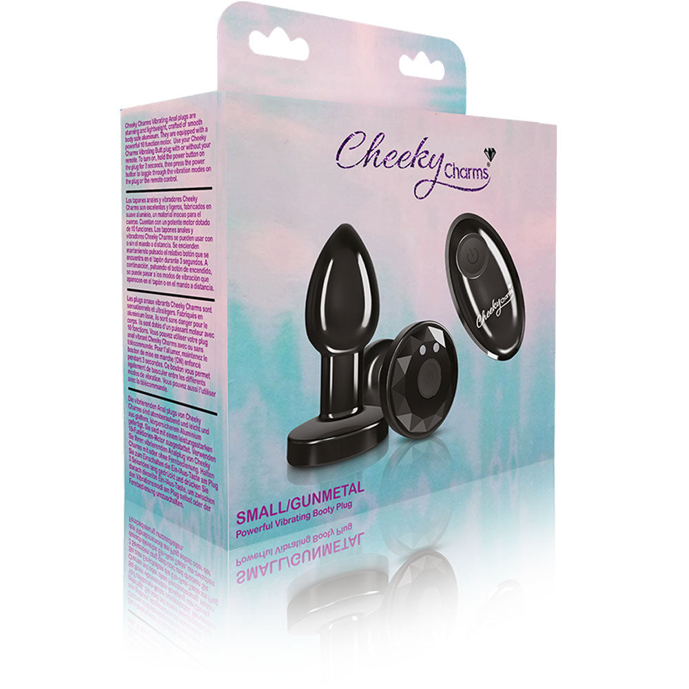 Cheeky Charms Small Gunmetal Vibrating Metal Butt Plug with Remote > Anal Range > Jewel Butt Plugs - Tophatter Daily Deals