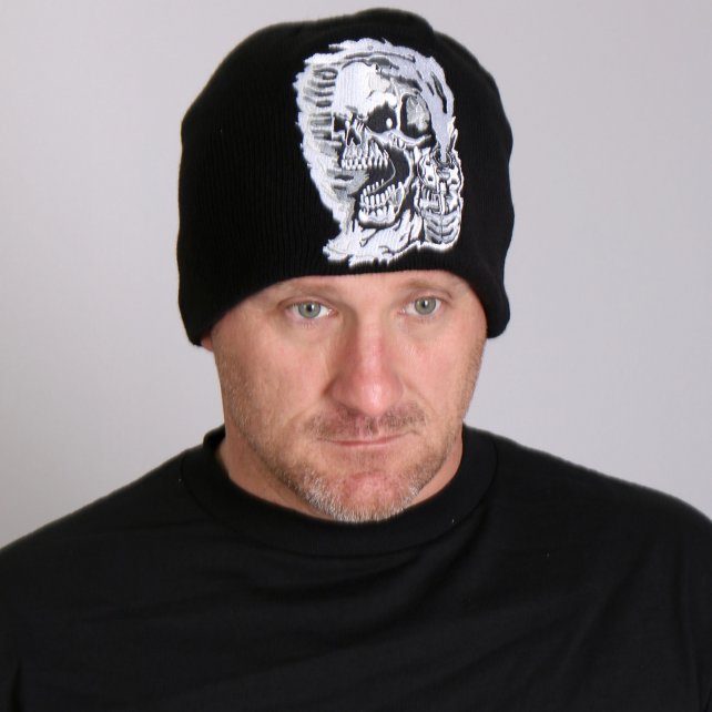 Hot Leathers Assassin Knit Cap Embroidered Skull & Pistols Beanie Beanie/Knit Cap - Tophatter Daily Deals