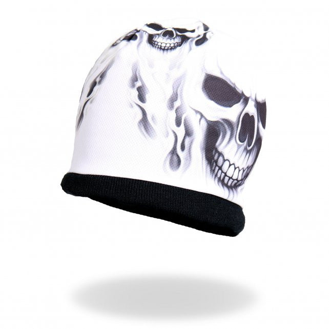 Hot Leathers Ghost Skull Sublimated Beanie w/ Flames 3D Art Beanie Sublimated - Tophatter Daily Deals