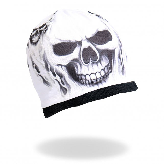 Hot Leathers Ghost Skull Sublimated Beanie w/ Flames 3D Art Beanie Sublimated - Tophatter Daily Deals