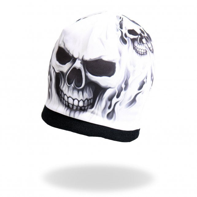 Hot Leathers Ghost Skull Sublimated Beanie w/ Flames 3D Art Beanie Sublimated - Tophatter Daily Deals