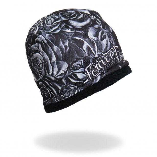 Hot Leathers Sublimated Black Roses Forever Free Beanie 3D Art Beanie Sublimated - Tophatter Daily Deals
