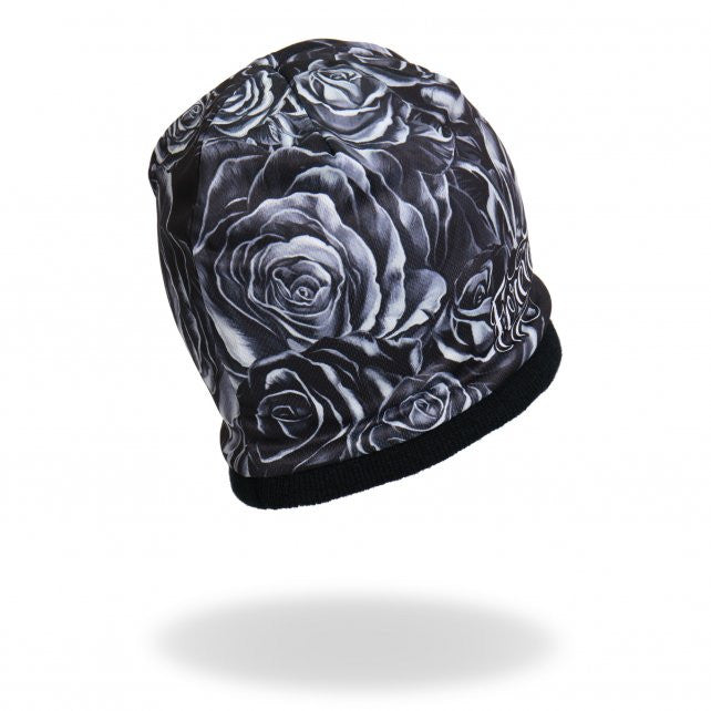 Hot Leathers Sublimated Black Roses Forever Free Beanie 3D Art Beanie Sublimated - Tophatter Daily Deals