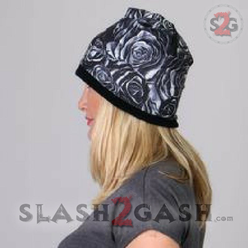 Hot Leathers Sublimated Black Roses Forever Free Beanie 3D Art Beanie Sublimated - Tophatter Daily Deals