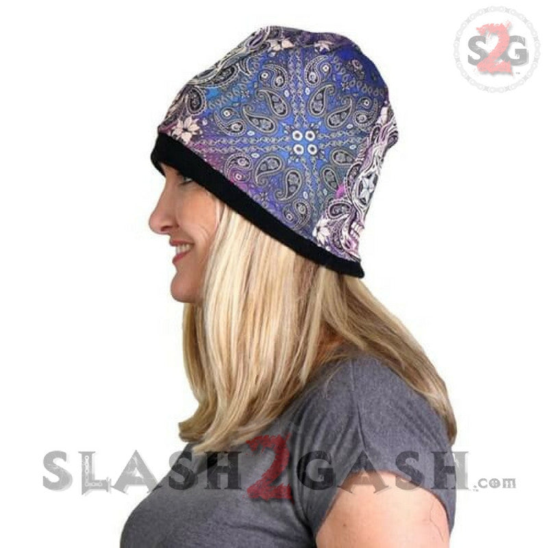Hot Leathers Sublimated Sugar Paisley Ladies Beanie 3D Art Beanie Sublimated - Tophatter Daily Deals