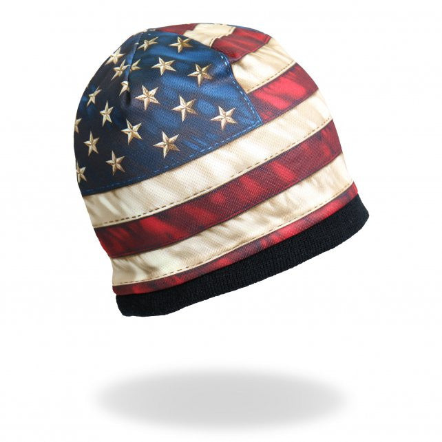 Hot Leathers Sublimated Distressed American Flag Beanie 3D Art Beanie Sublimated - Tophatter Daily Deals