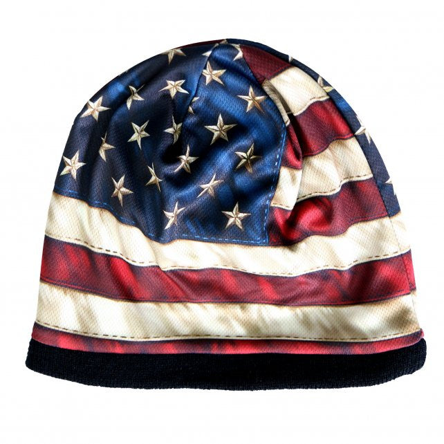 Hot Leathers Sublimated Distressed American Flag Beanie 3D Art Beanie Sublimated - Tophatter Daily Deals