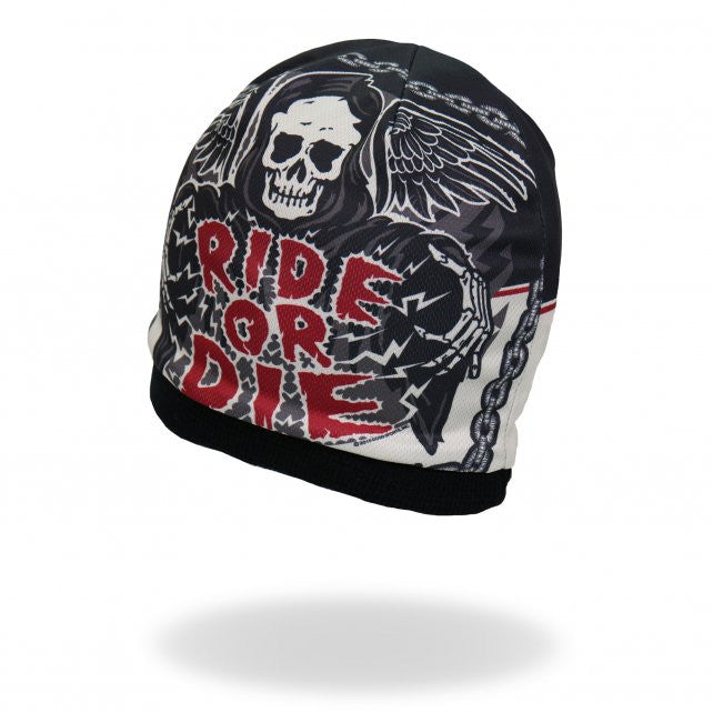 Hot Leathers Sublimated Rough Cut Ride or Die Reaper Beanie 3D Art Beanie Sublimated - Tophatter Daily Deals
