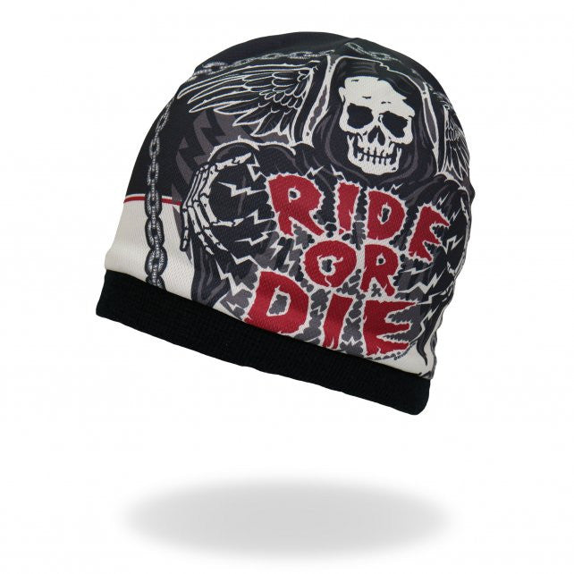 Hot Leathers Sublimated Rough Cut Ride or Die Reaper Beanie 3D Art Beanie Sublimated - Tophatter Daily Deals