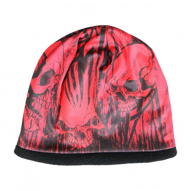 Hot Leathers Sublimated Over The Top Tribal Skull Beanie 3D Art Beanie Sublimated - Tophatter Daily Deals