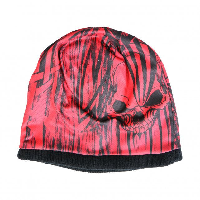 Hot Leathers Sublimated Over The Top Tribal Skull Beanie 3D Art Beanie Sublimated - Tophatter Daily Deals