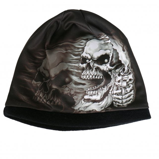 Hot Leathers Sublimated Assassin Skull & Pistols Beanie 3D Art Beanie Sublimated - Tophatter Daily Deals