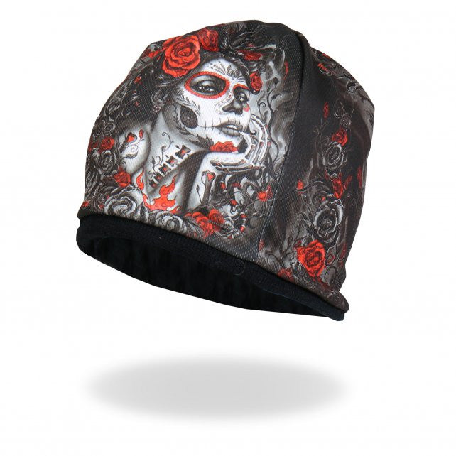 Hot Leathers Sublimated Sugar Woman w/ Roses Beanie 3D Art Beanie Sublimated - Tophatter Daily Deals