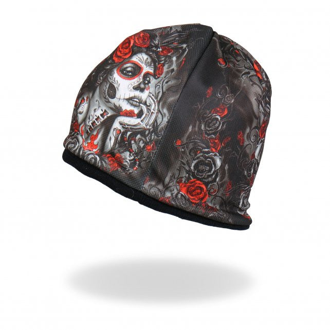 Hot Leathers Sublimated Sugar Woman w/ Roses Beanie 3D Art Beanie Sublimated - Tophatter Daily Deals