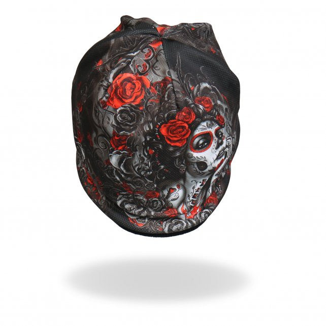 Hot Leathers Sublimated Sugar Woman w/ Roses Beanie 3D Art Beanie Sublimated - Tophatter Daily Deals
