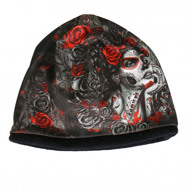 Hot Leathers Sublimated Sugar Woman w/ Roses Beanie 3D Art Beanie Sublimated - Tophatter Daily Deals