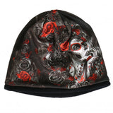 Hot Leathers Sublimated Sugar Woman w/ Roses Beanie 3D Art Beanie Sublimated - Tophatter Daily Deals