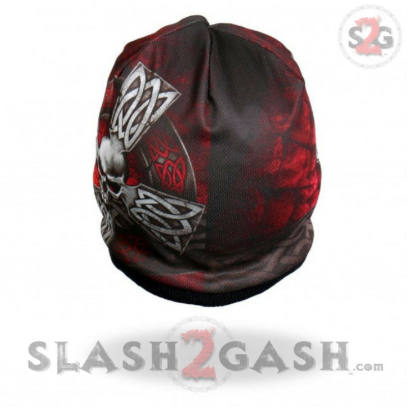 Hot Leathers Sublimated Celtic Cross w/ Skull Beanie 3D Art Beanie Sublimated - Tophatter Daily Deals