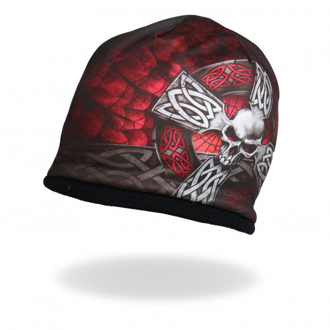 Hot Leathers Sublimated Celtic Cross w/ Skull Beanie 3D Art Beanie Sublimated - Tophatter Daily Deals